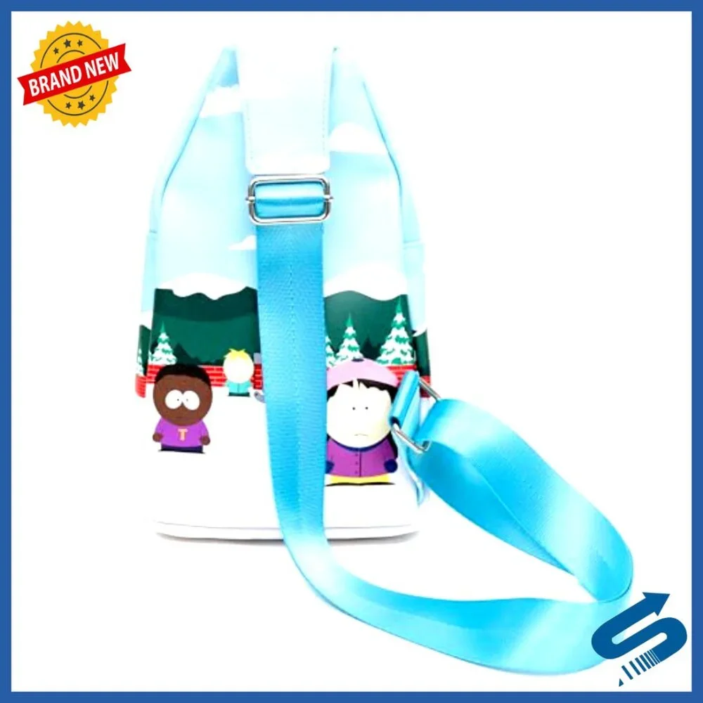 South Park Crossbody Sling Bag Vegan Leather Adjustable Strap 11x6.5x2in - Picture 2 of 4